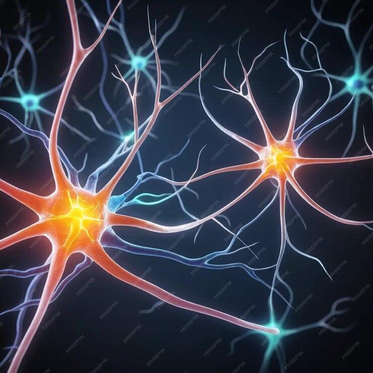 Image cerveau neurones fond violet